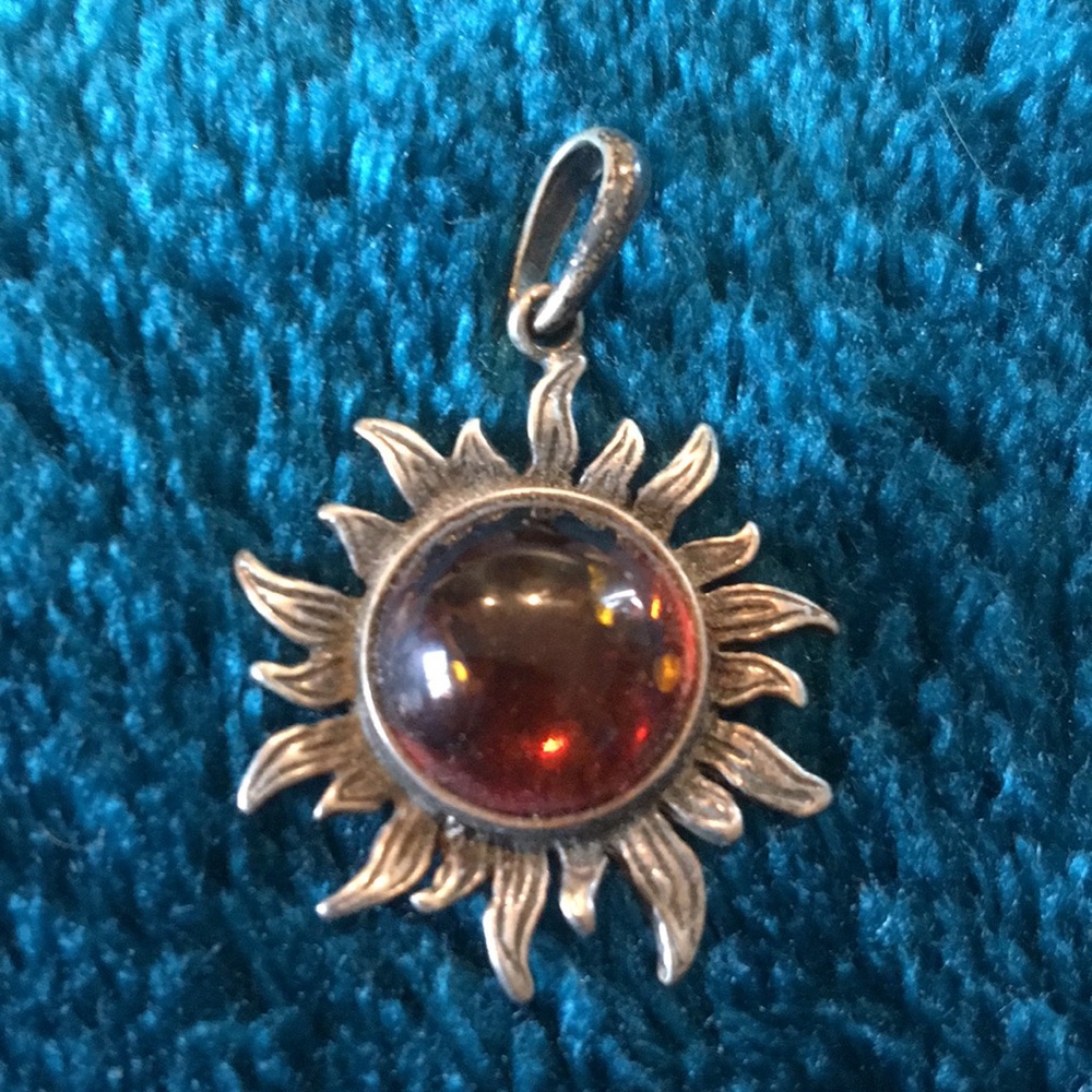 Amber sunflower pendant